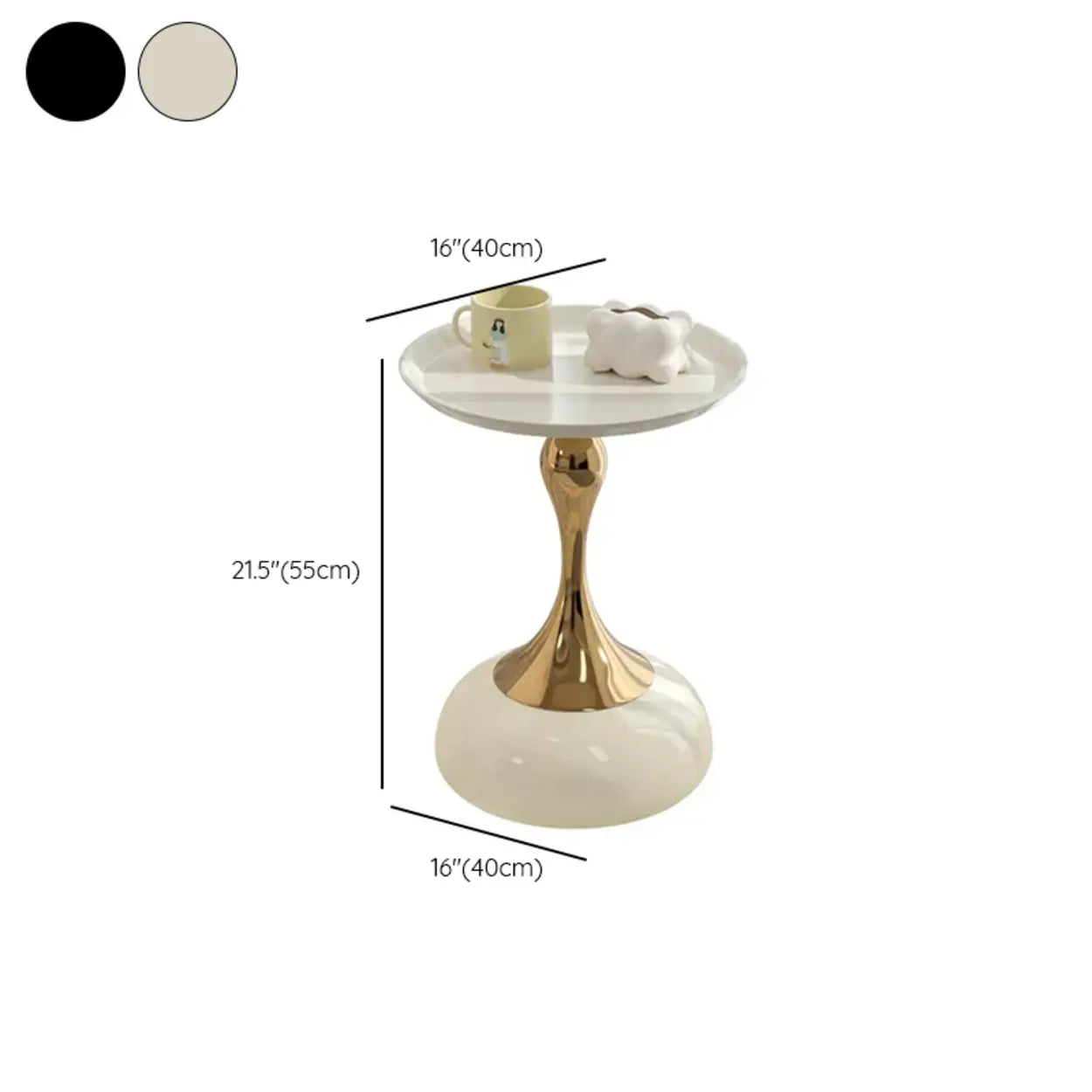 Modern White Metal Tray Pedestal Side Table