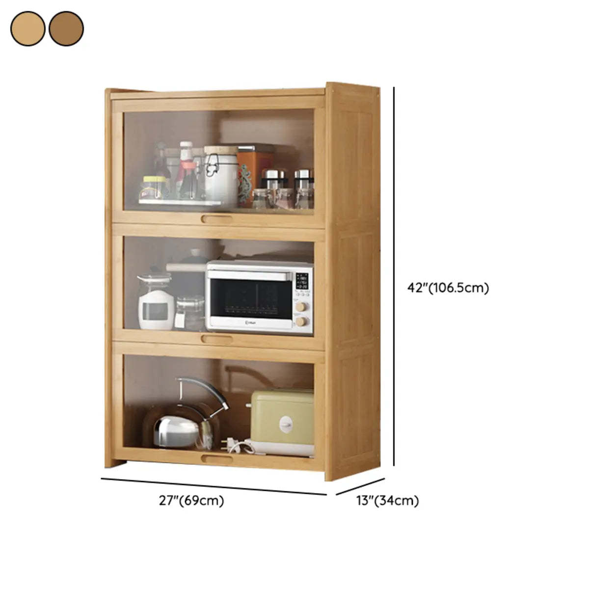 Rectangular Bamboo Kitchen Display Cabinet