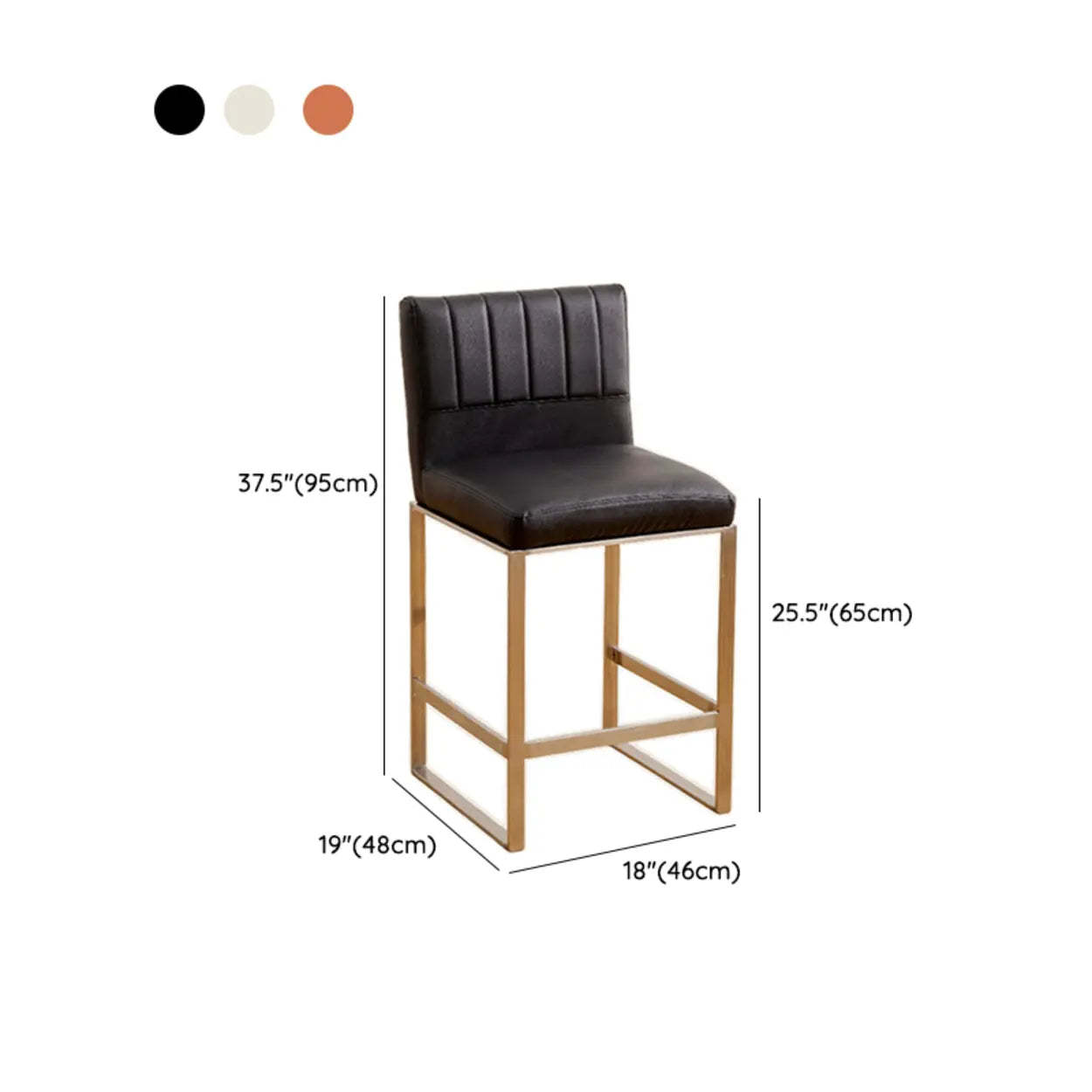 Square Sled Base Faux Leather Armless Bar Stool