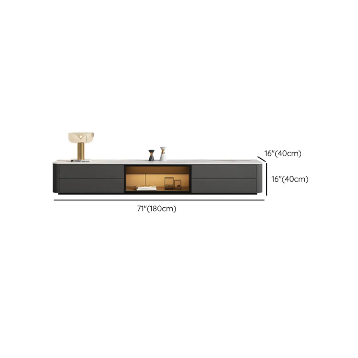 Modern LED TV Stand with Glass Cabinet Doors