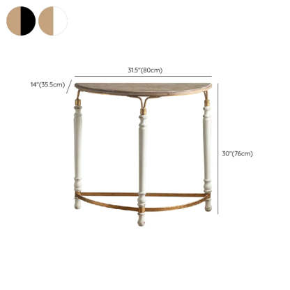 Half-Moon Distressed Brown Three-Leg Console Table
