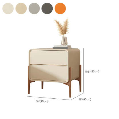 Scandinavian Rounded Off-White 2-Drawer Nightstand — Khaki / 2 Piece Set