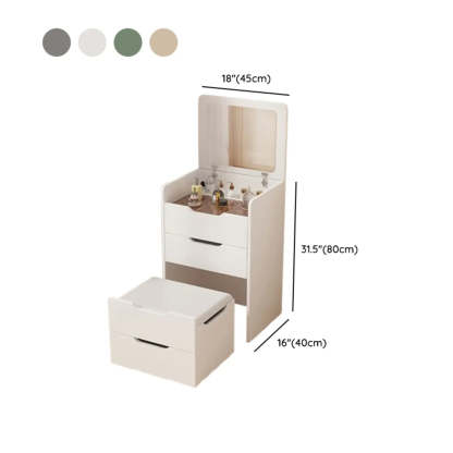 Art Deco White Wood Vanity with Seat
