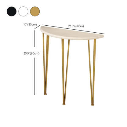 Demilune Pine Wood Gold Metal Console Table — Black