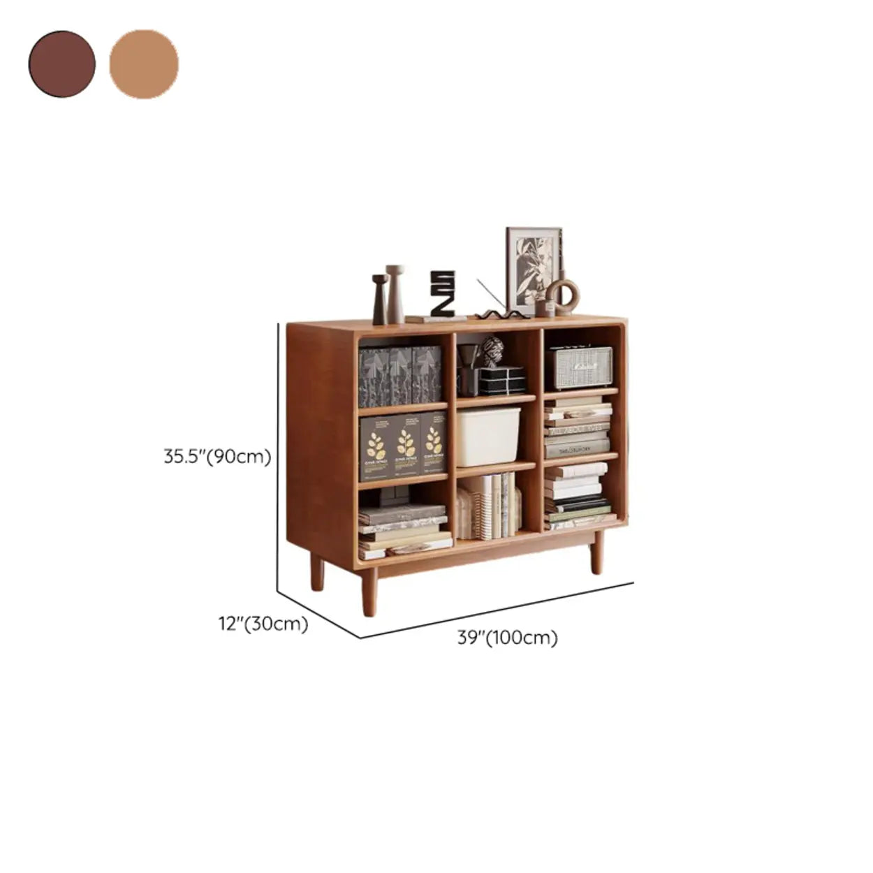 Mid-Century Horizontal Wood Bookshelf
