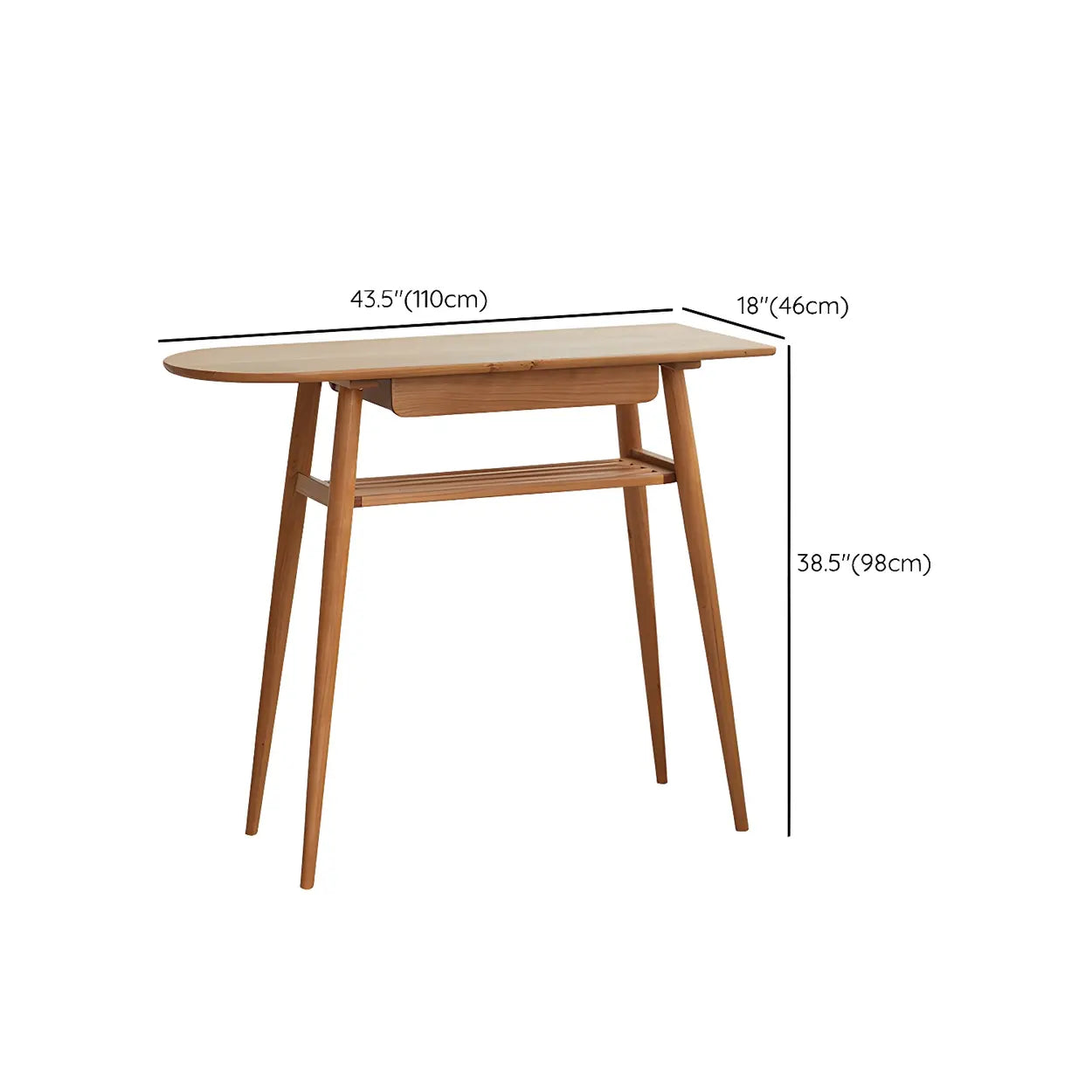 Scandinavian Wood Counter Height Bar Table with Shelf