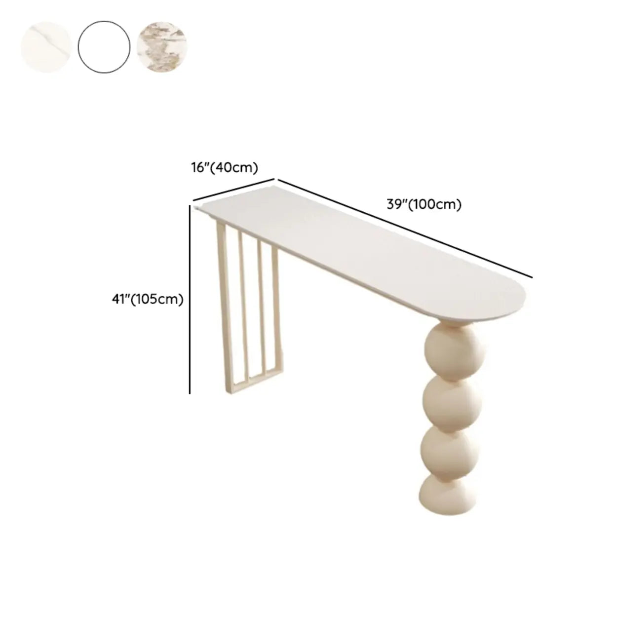 Modern White Stone Oval Ball Pedestal Bar Table — White / Table Only