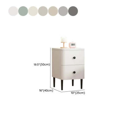 Minimalist White Marble Top Nightstand with Drawers — Cream Gray