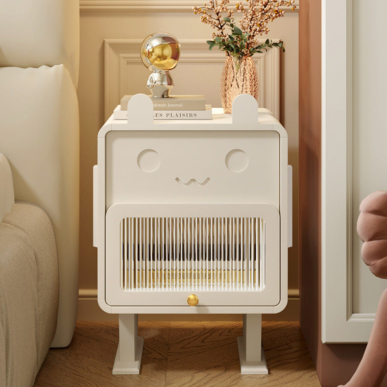 Metal Glass Bunny-Shaped Nightstand 1-Drawer