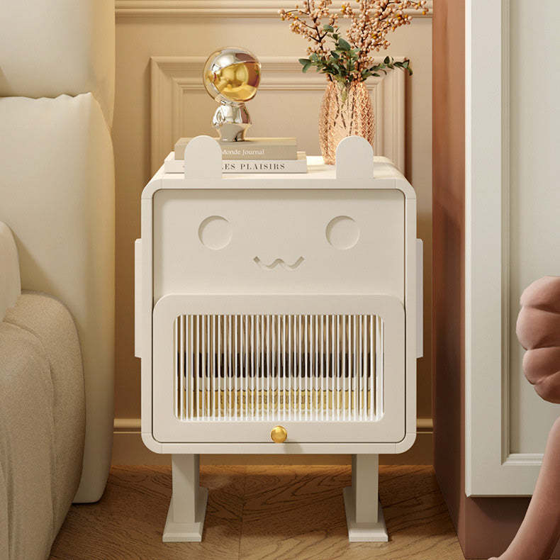 Creative 1-drawer bunny-shaped oak nightstands in metal glass linen