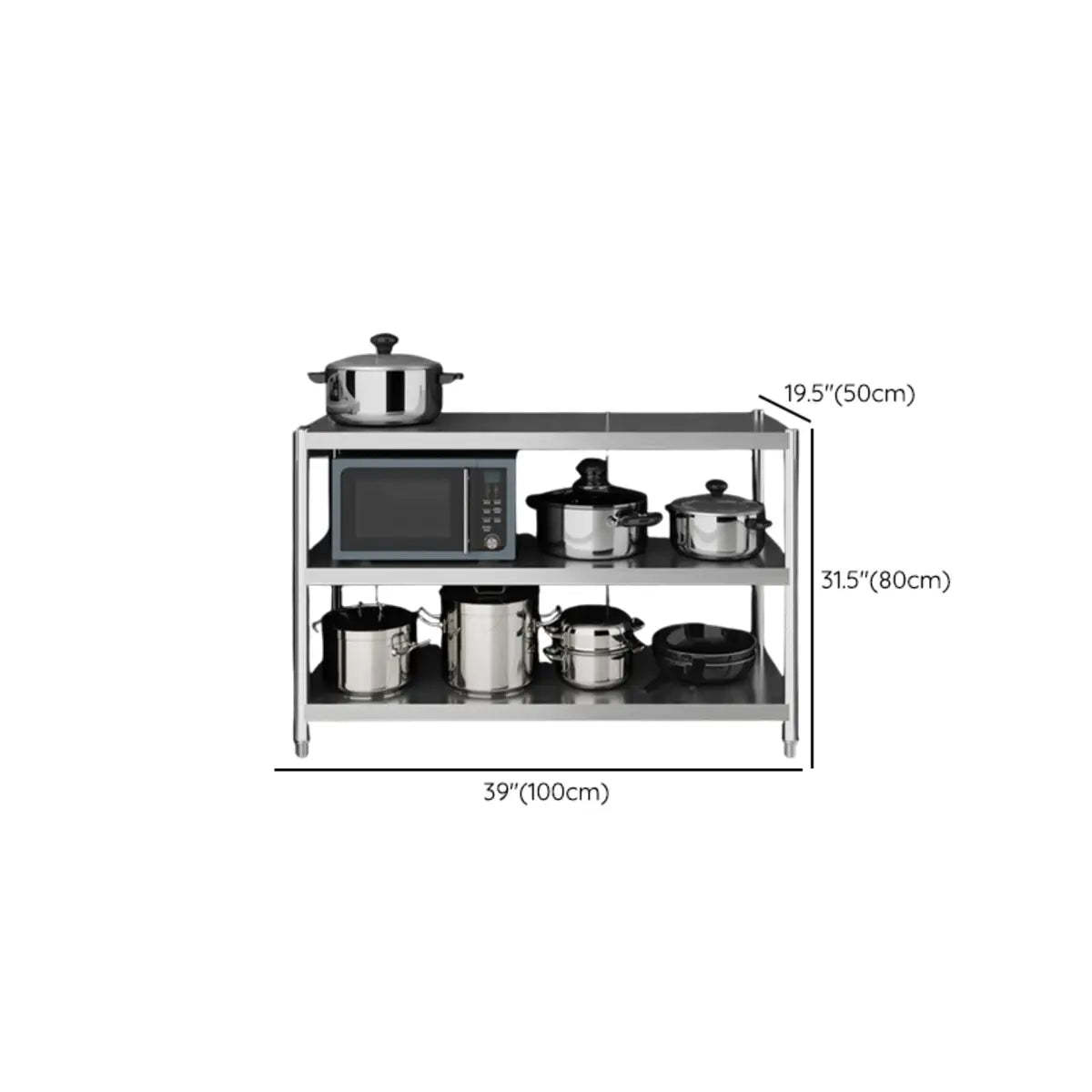 Silver Stainless Steel Countertop Baker's Rack with Shelves