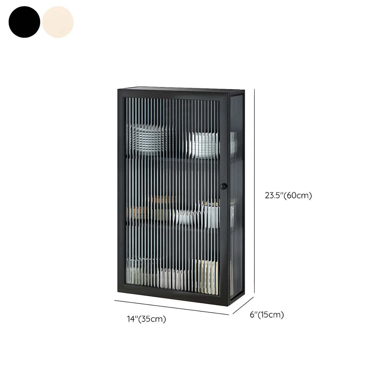Black Square Metal Wall-Mount Dining China Cabinet