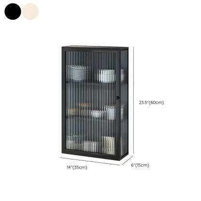 Black Square Metal Wall-Mount Dining China Cabinet