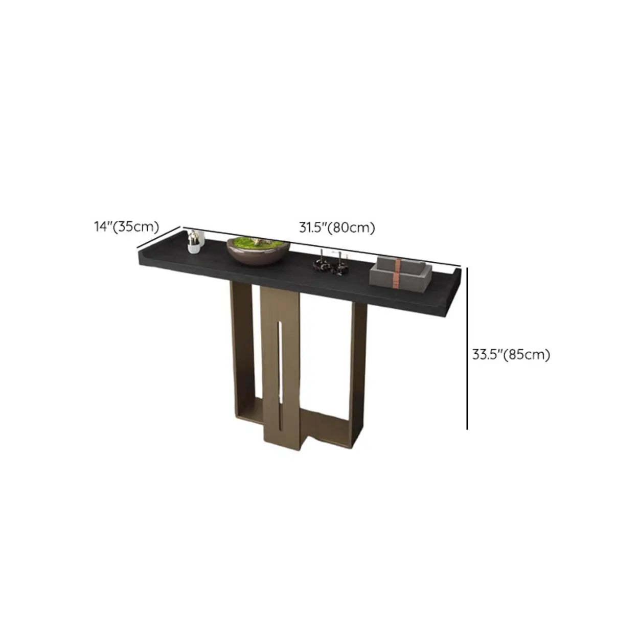Modern Black Geometric Metal-Base Console Table