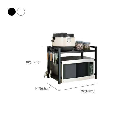 Black Steel Baker's Rack with Microwave Shelf and Hooks