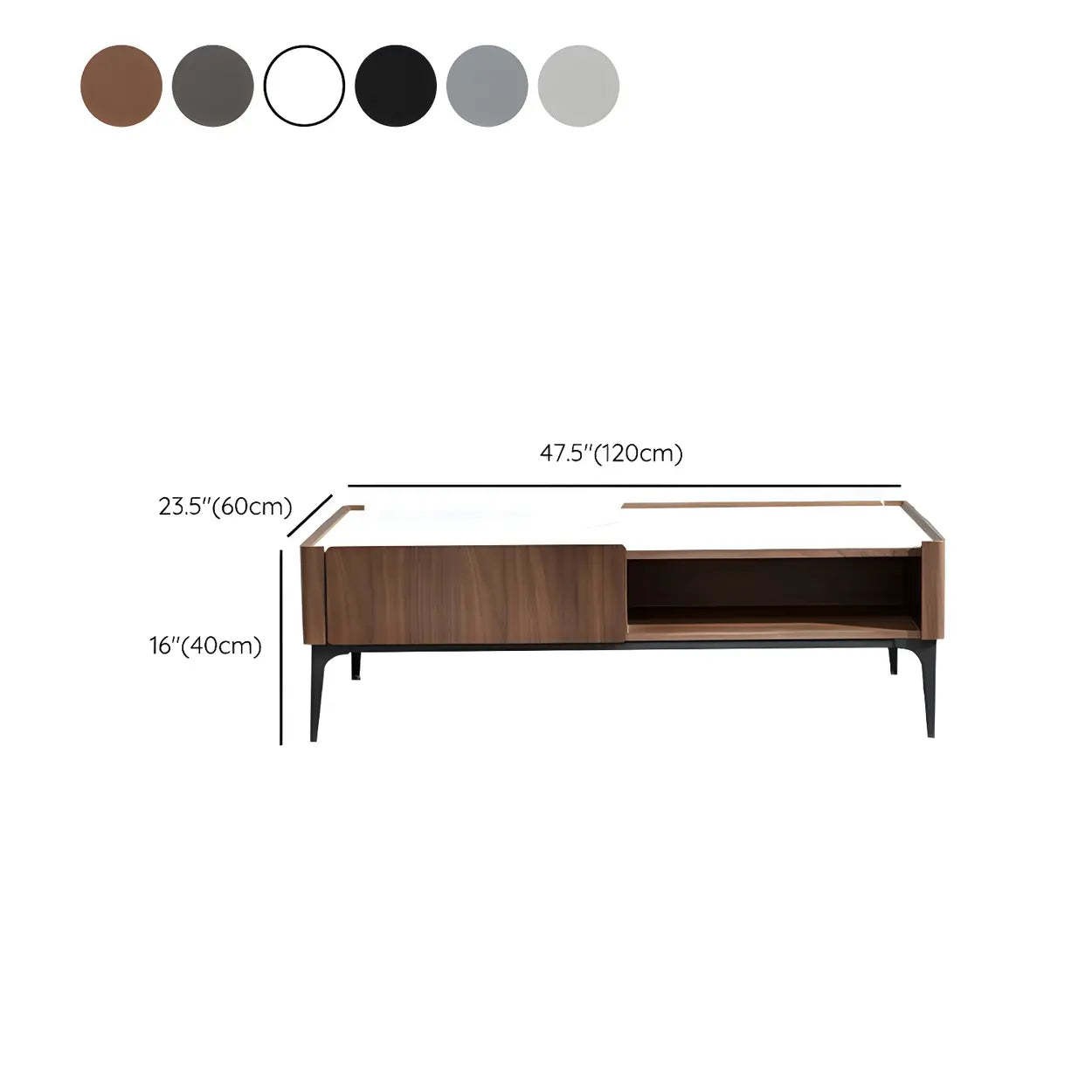 Black Stone Rectangular Four-Leg Coffee Table