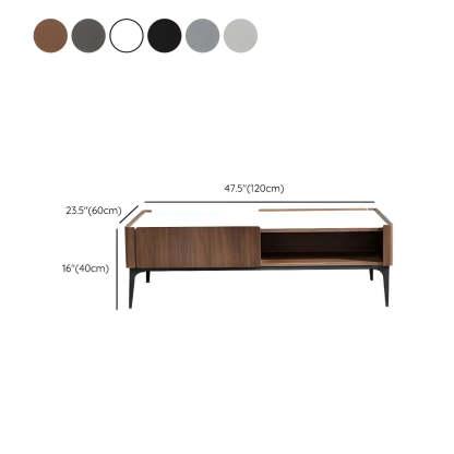 Black Stone Rectangular Four-Leg Coffee Table