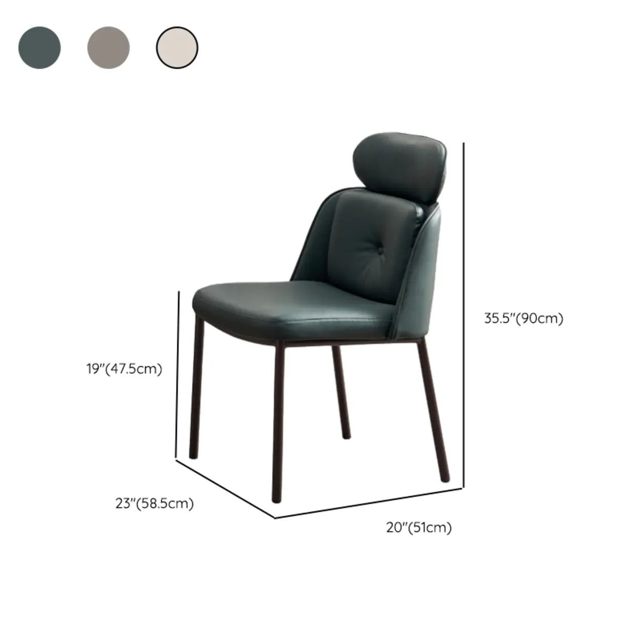 Armless Faux Leather Headrest Dining Chair
