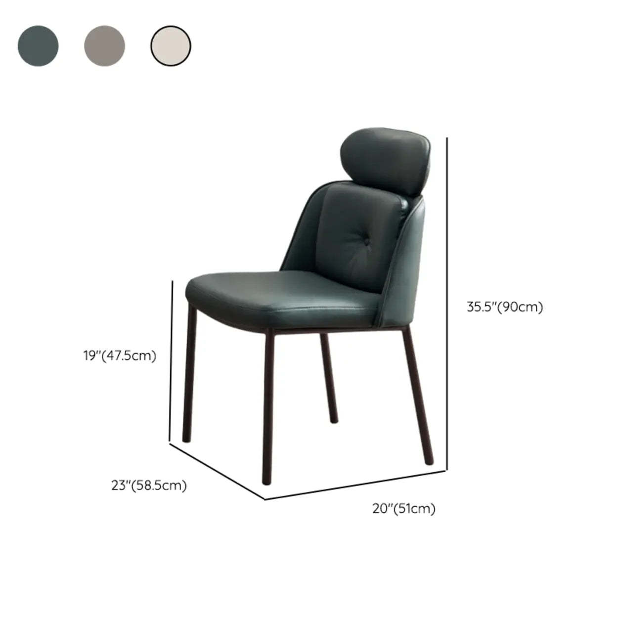 Armless Faux Leather Headrest Dining Chair