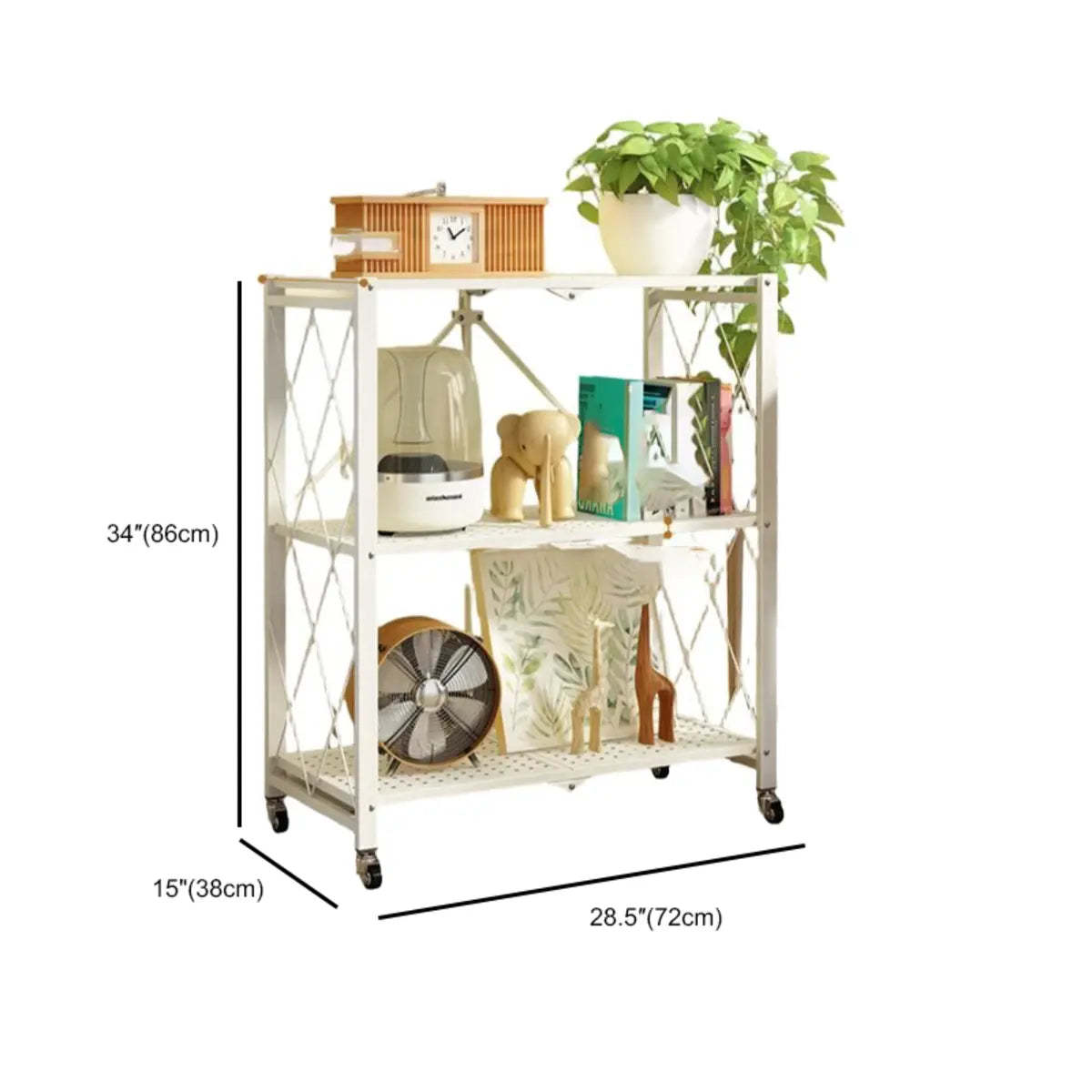 Foldable Iron Frame Baker's Rack with Microwave Shelf