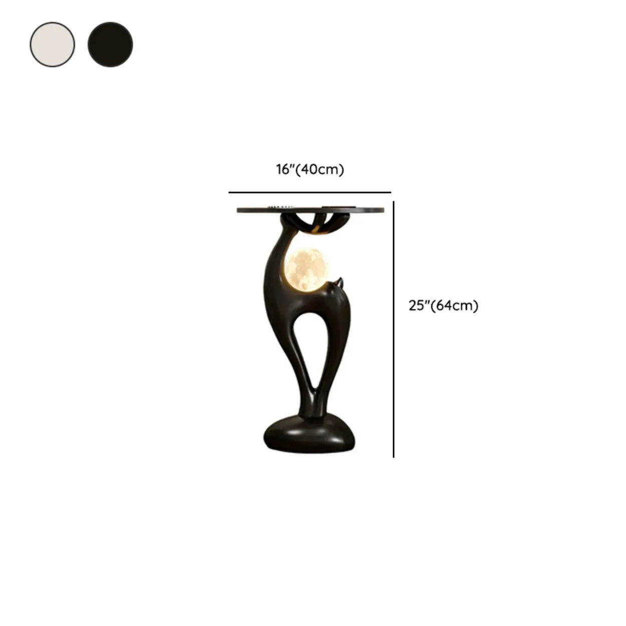 Modern Sculptural Animal Wood Side Table with Light
