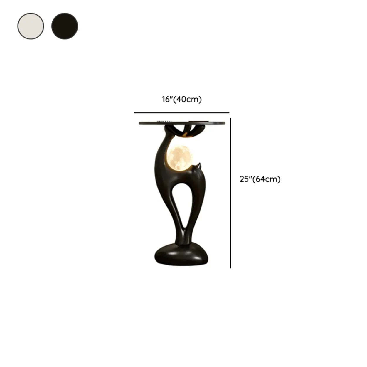 Modern Sculptural Animal Wood Side Table with Light