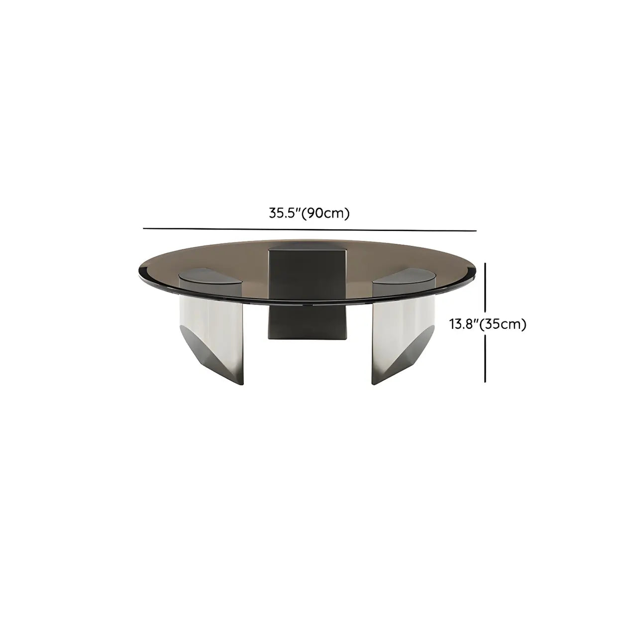 Black Glass Round Silver Steel Coffee Table