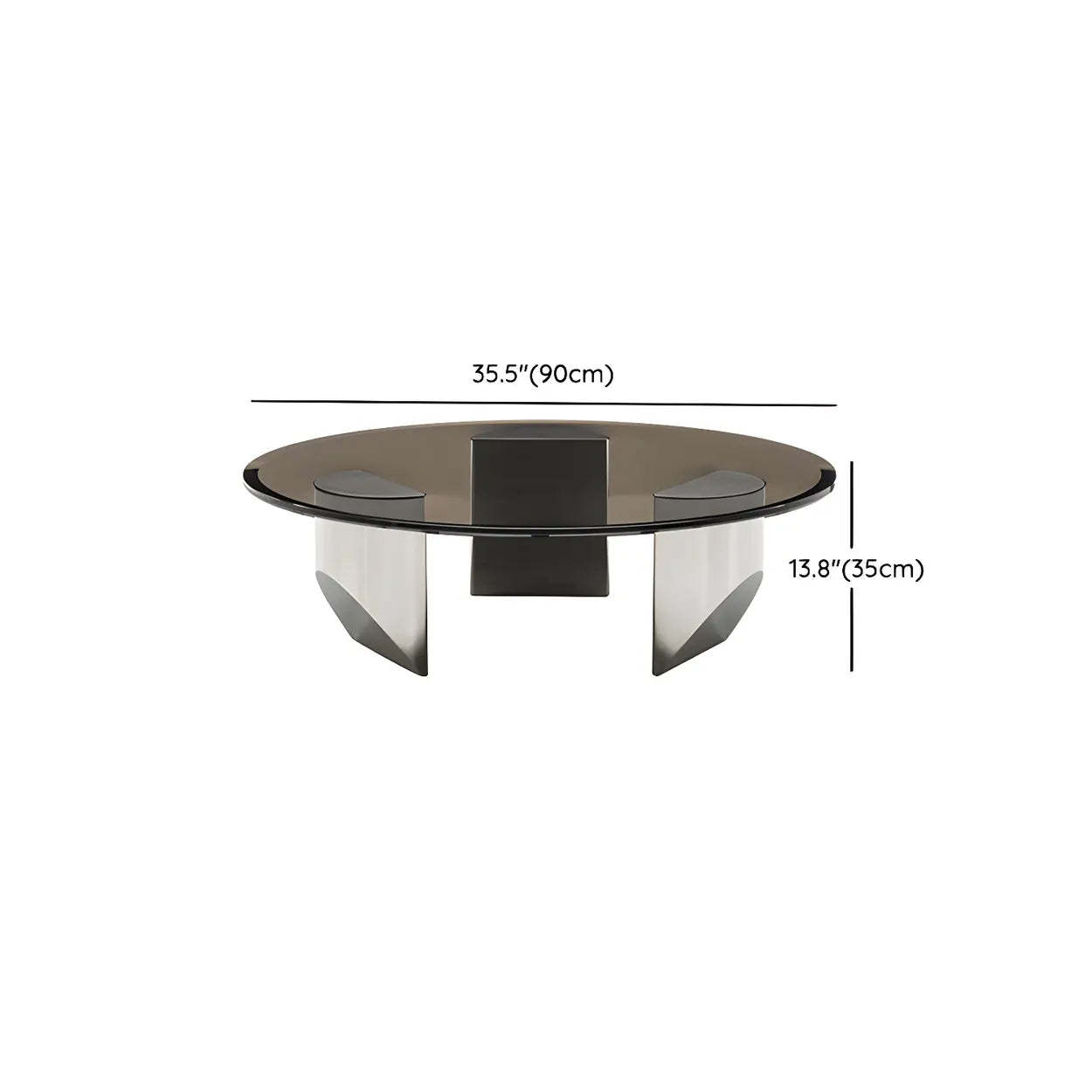 Black Glass Round Silver Steel Coffee Table