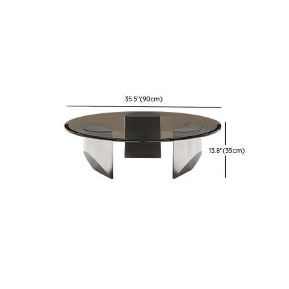 Black Glass Round Silver Steel Coffee Table