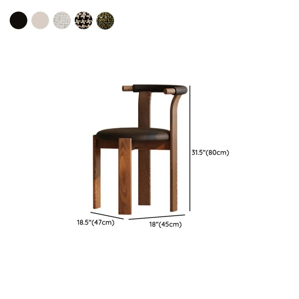 Rustic Curved Back Wood Dining Chair