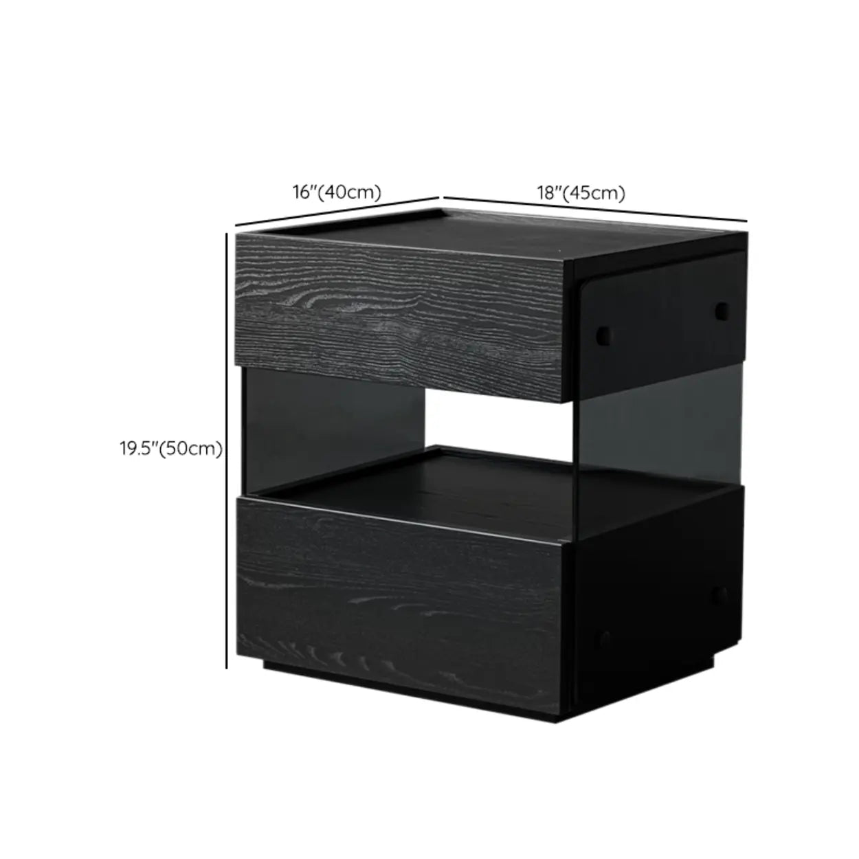 Modern Black Nightstand with Drawer and Open Shelf