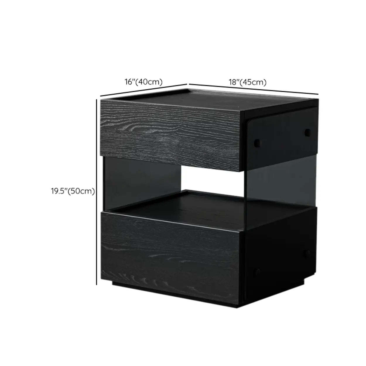 Modern Black Nightstand with Drawer and Open Shelf