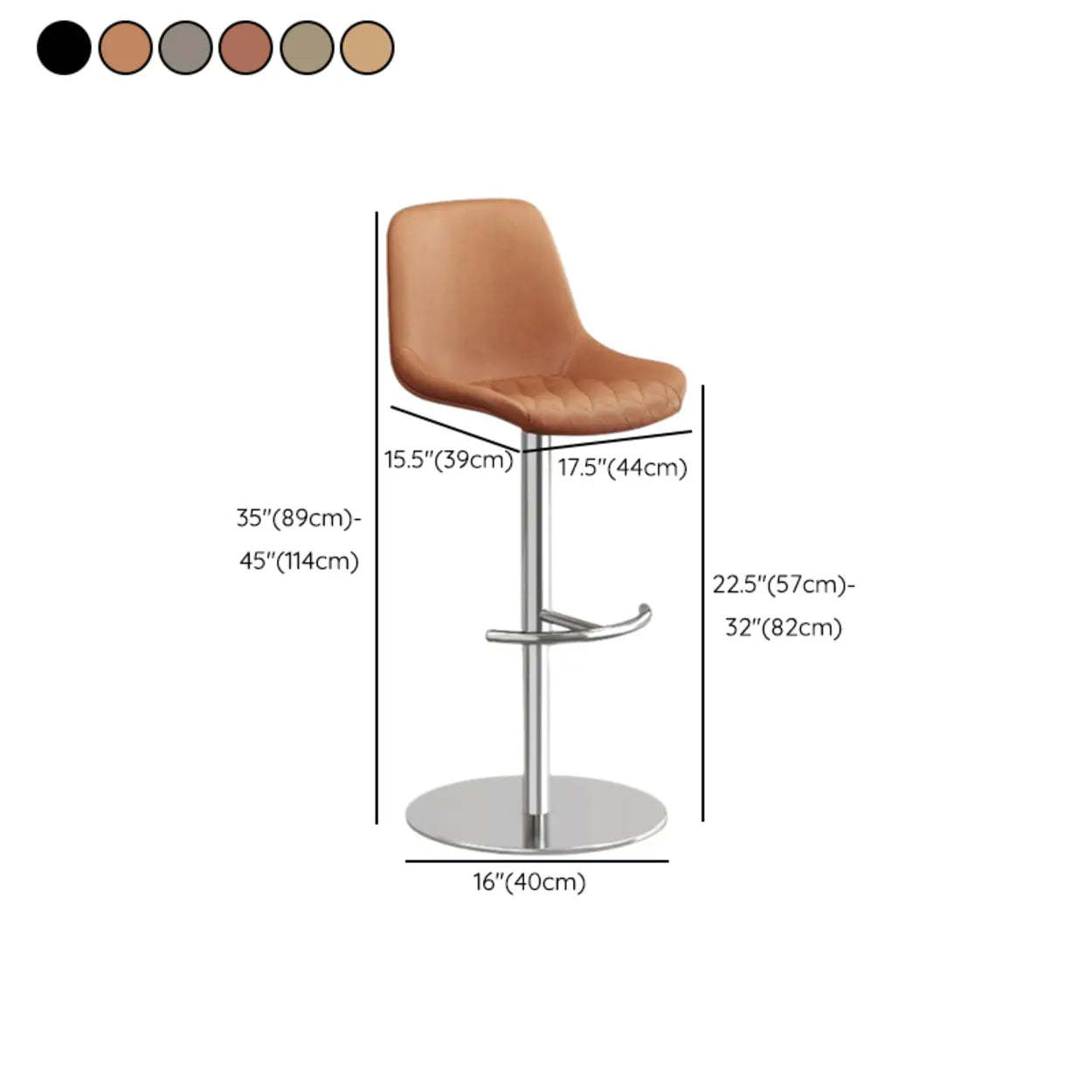 Adjustable Swivel Leather Bar Stool with Footrest