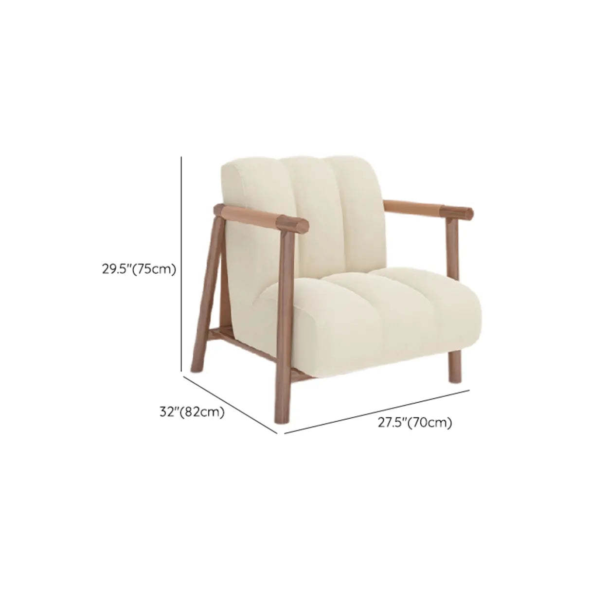Beige Flannel Ash Wood Frame Accent Chair