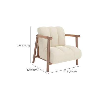 Beige Flannel Ash Wood Frame Accent Chair
