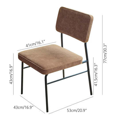 Mid-Century Brown Corduroy Upholstered Dining Chair