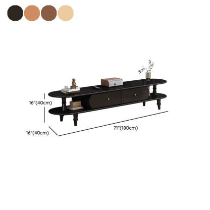 Natural Wood Rectangular Long Open Storage TV Stand