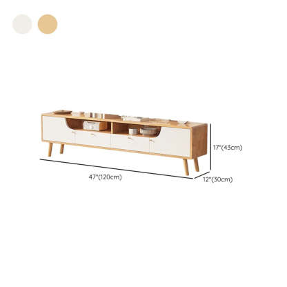 Natural White Wood TV Stand with Drawers