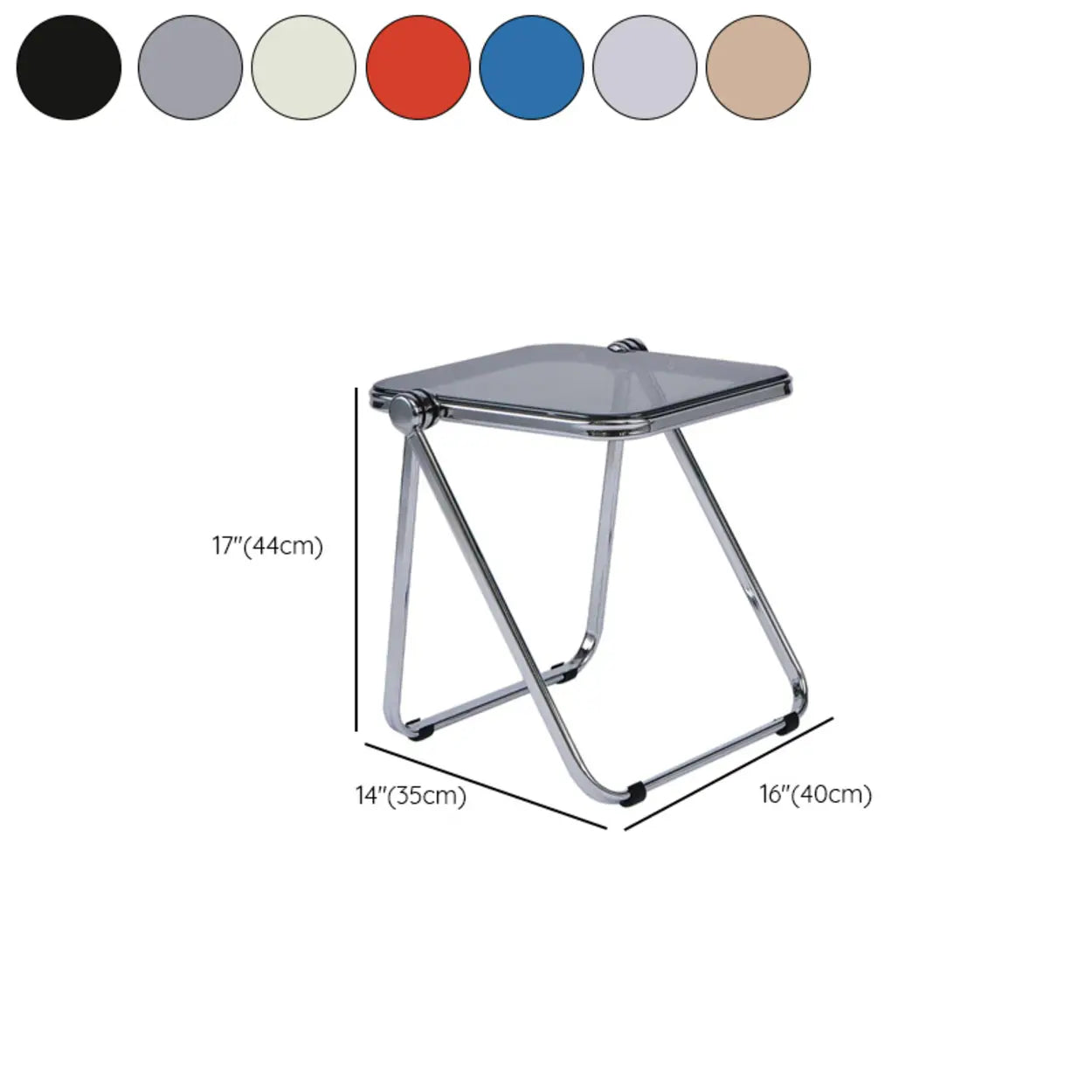 Trendy Folding Silver Compact Rectangular Metal Side Table