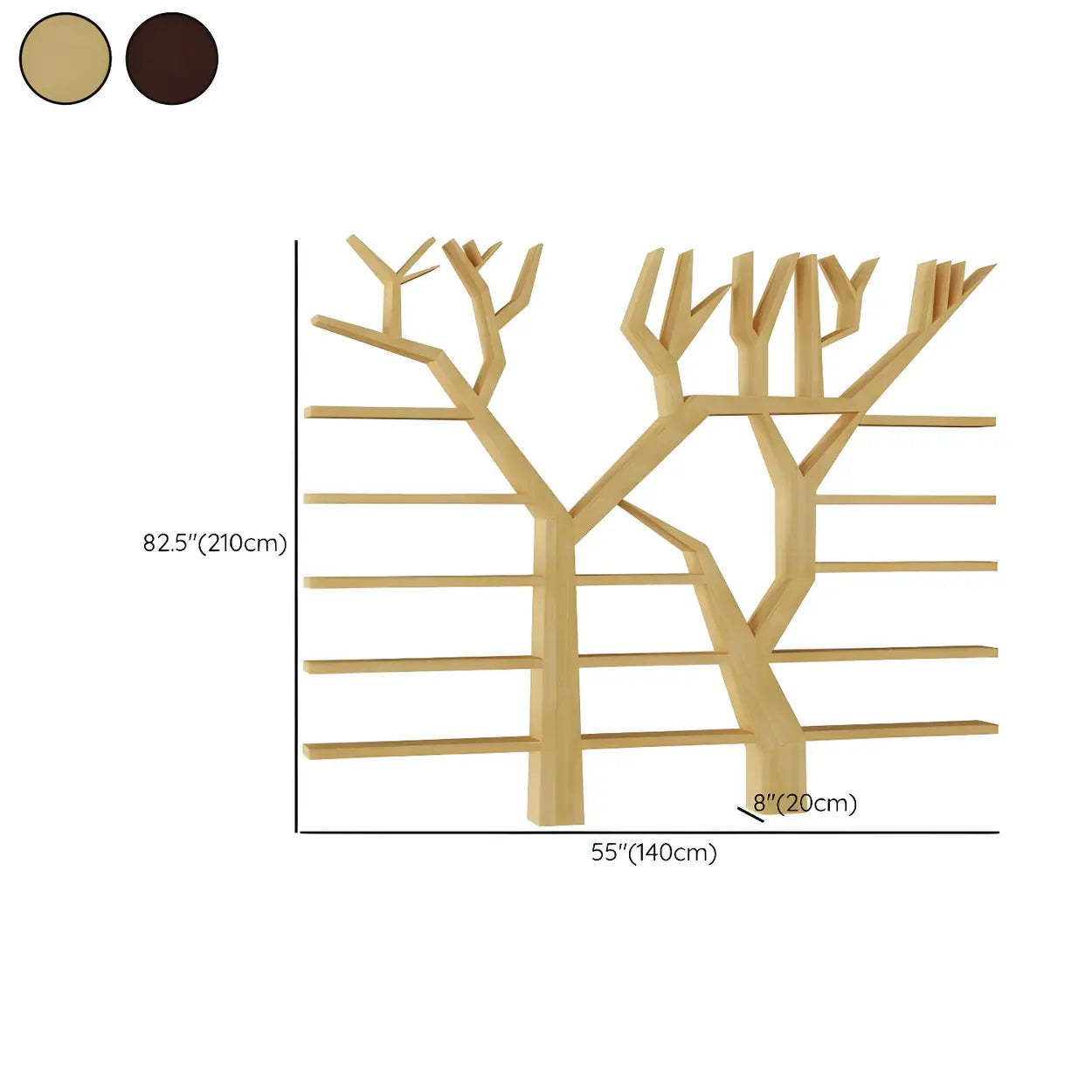Tree Shape Open Etagere Wood Bookcase