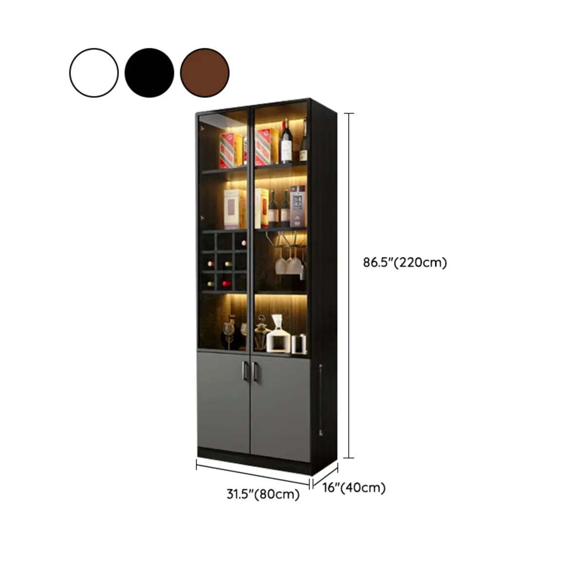 Black Glass Dining Wine Display Cabinet