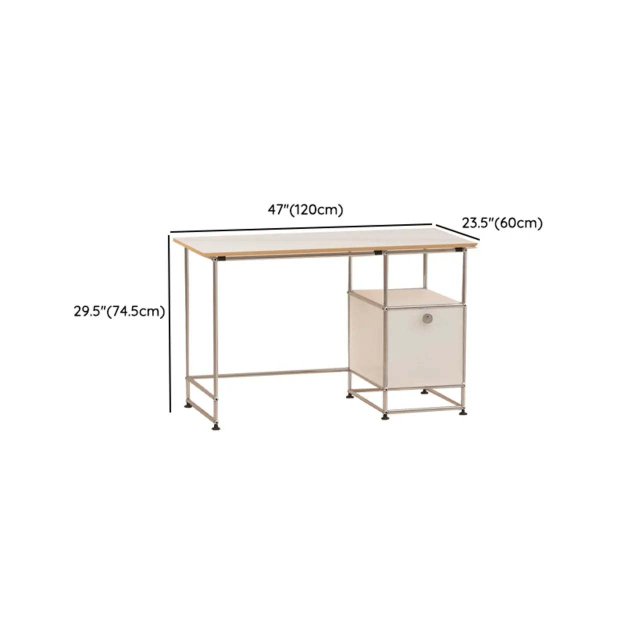 Simple White Wood Silver H-Shape Computer Desk