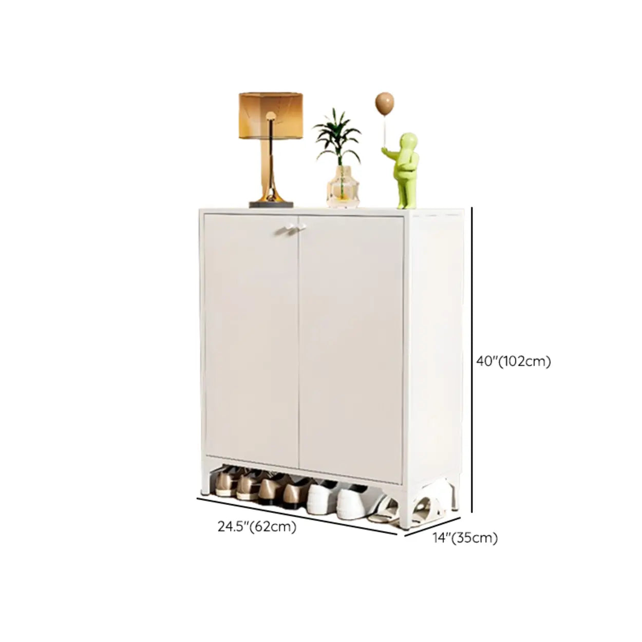 Modern White Wood Large Entryway Shoe Cabinet
