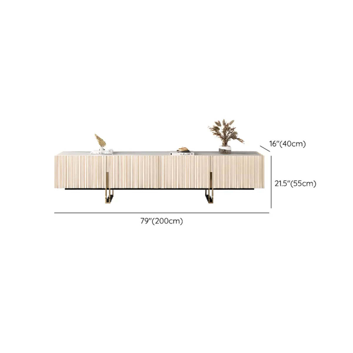 Modish White Stone Rectangular TV Stand