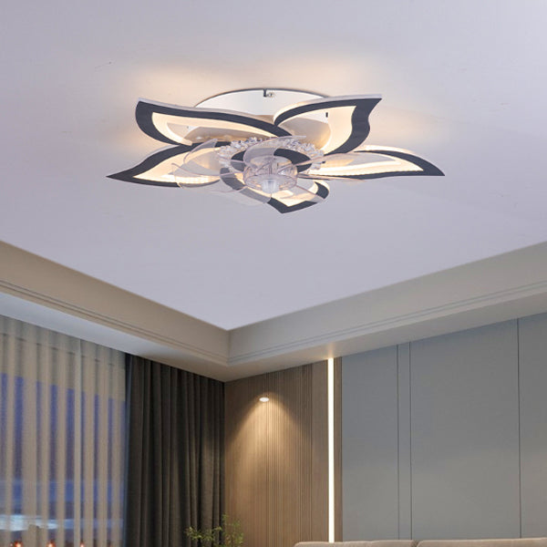Contemporary Aluminum Fan Flush Mount — A - Black / Infinitely Dimmable / 220V-240V For UK/AU