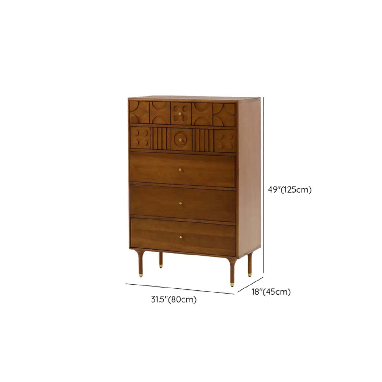 Brown Hardwood Tall Vertical Dresser
