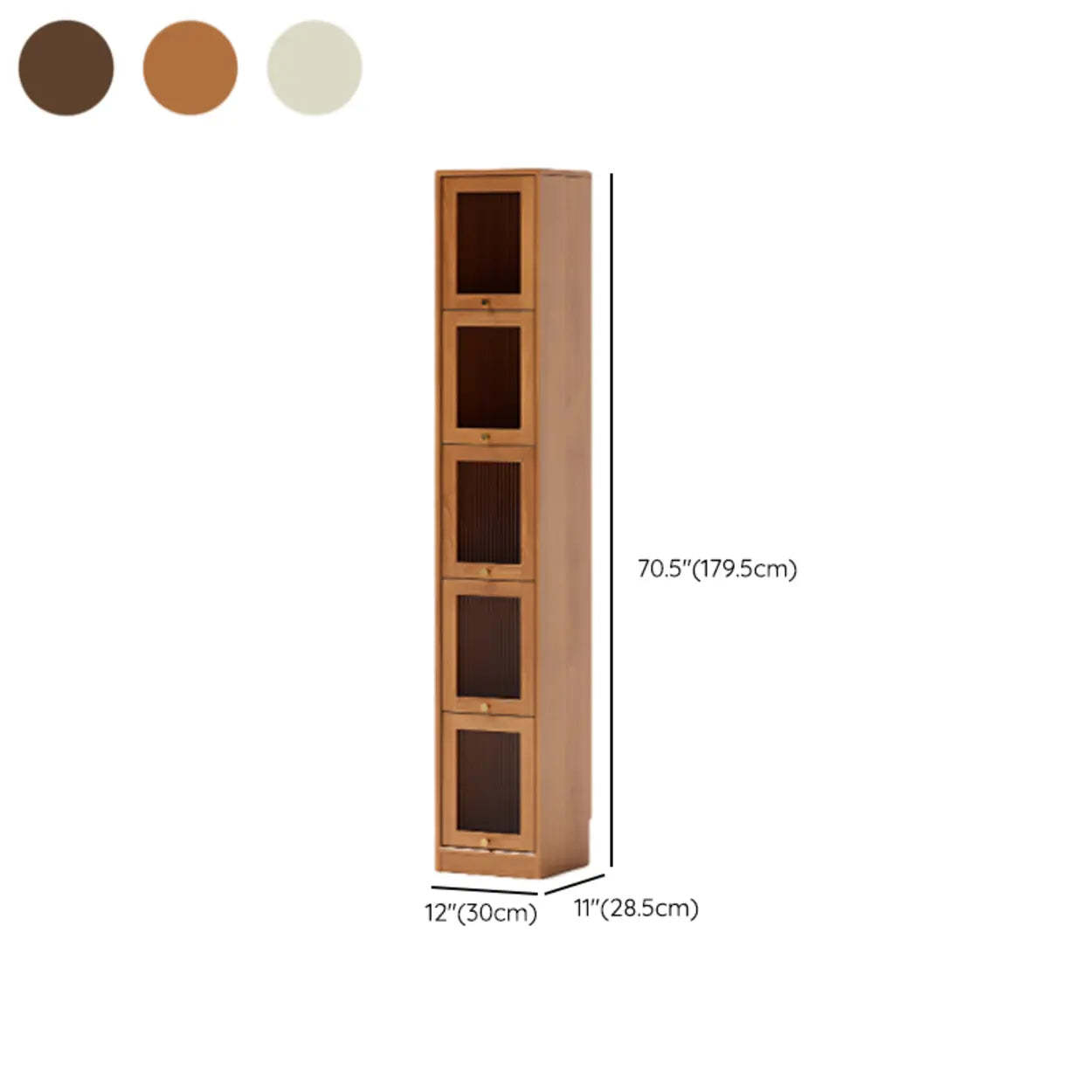Modern Brown Vertical Tall Narrow Bookcase