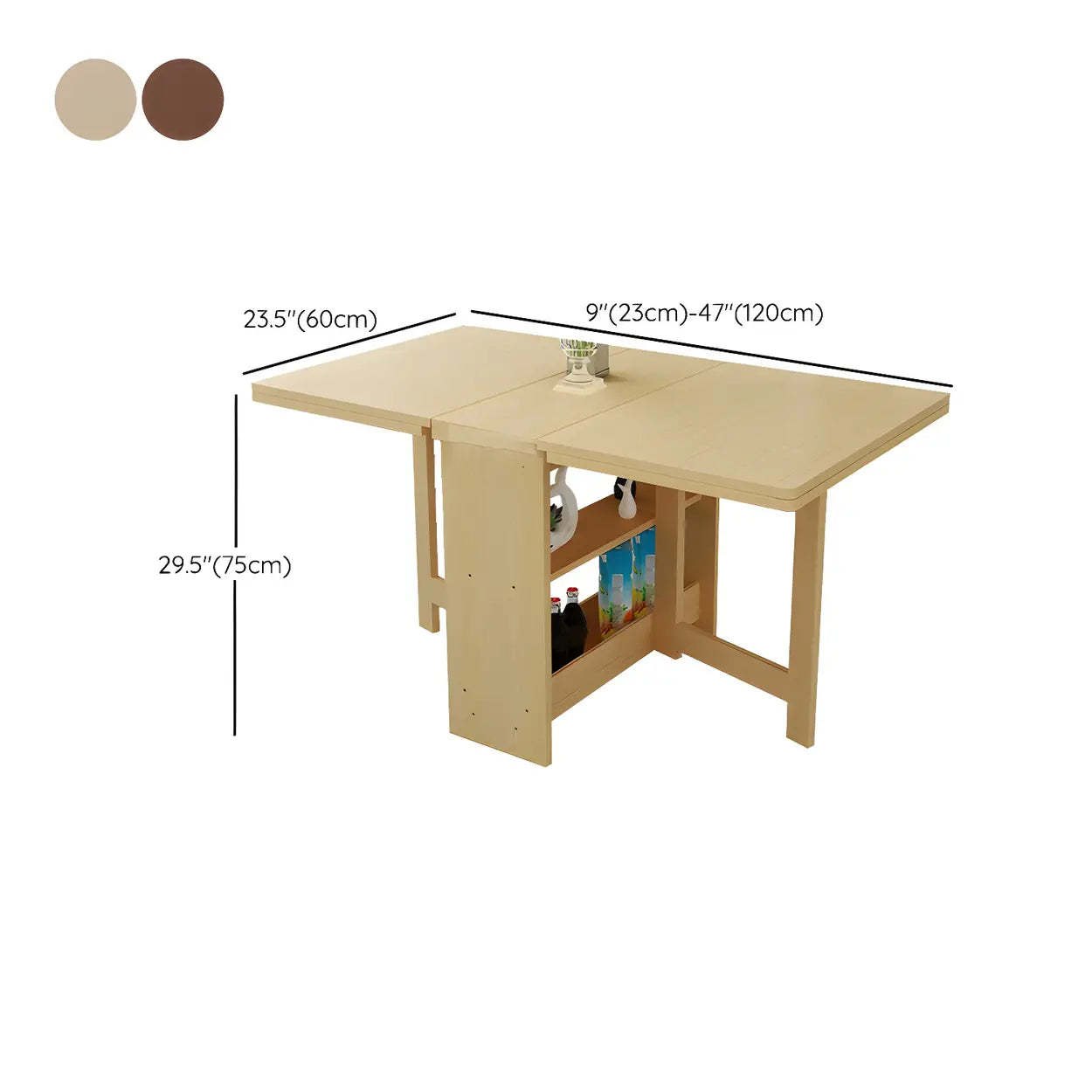 Rectangular Wood Drop-Leaf Dining Table