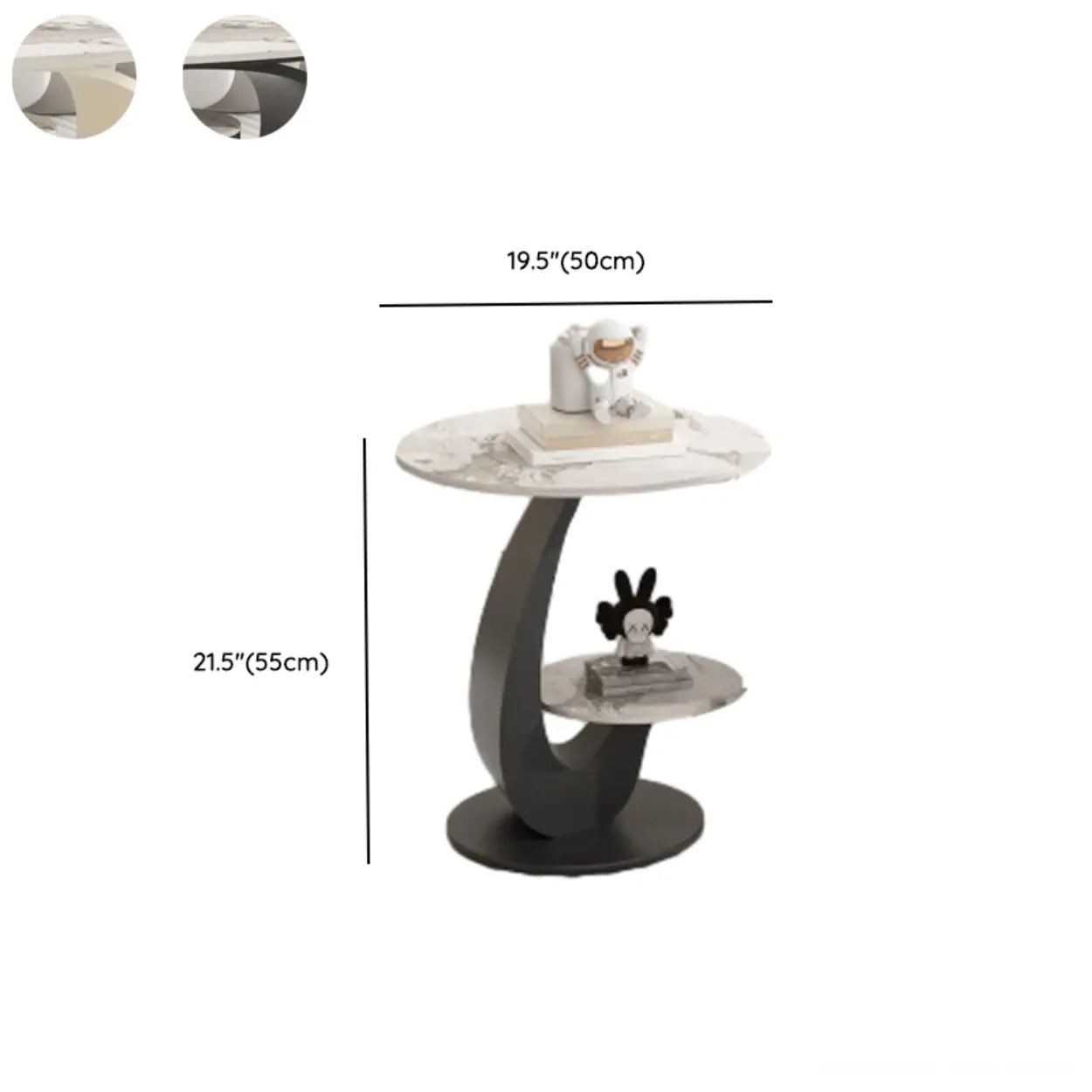 Modern 2-Tier Round Sintered Stone Side Table