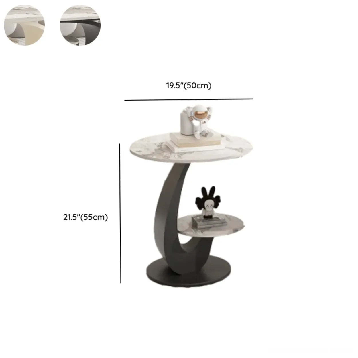 Modern 2-Tier Round Sintered Stone Side Table